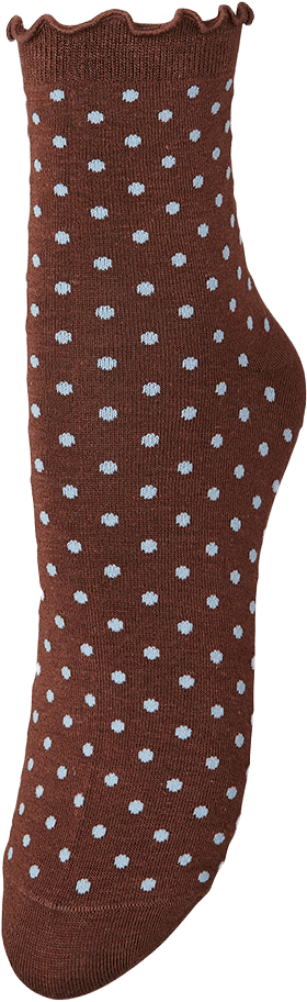 Dotted Frilla Short Sock, från Becksöndergaard, i färgen Chocolate Brown.