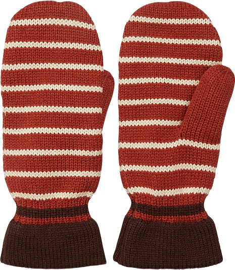Thin Striped Emerald Mittens, från Becksöndergaard, i färgen Rooibos Orange.