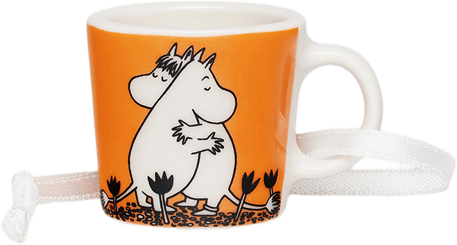 Mumin mini mugg Kärlek orange, från Moomin Arabia, i färgen Orange.