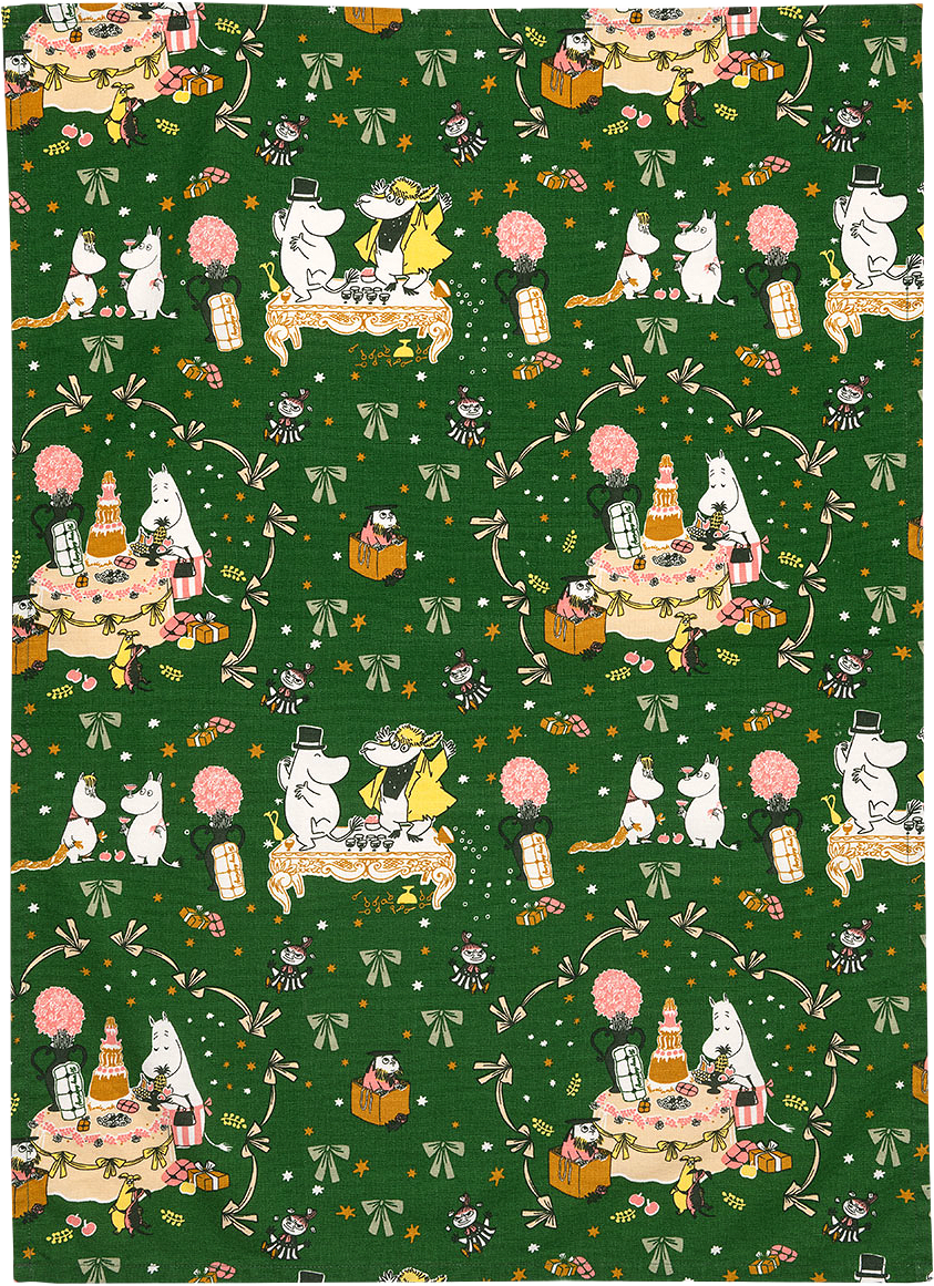 Mumin k.handduk 50x70 Kärleksgåva GOTS, från Moomin Arabia, i färgen Grön.