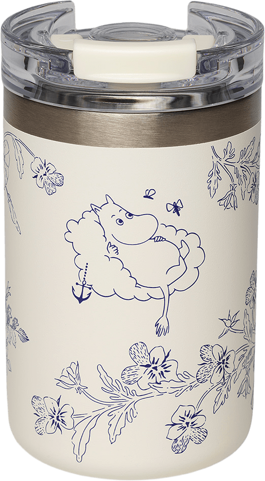 Mumin termosmugg 0,35L Haru, från Moomin Arabia, i färgen Blå/Vit.