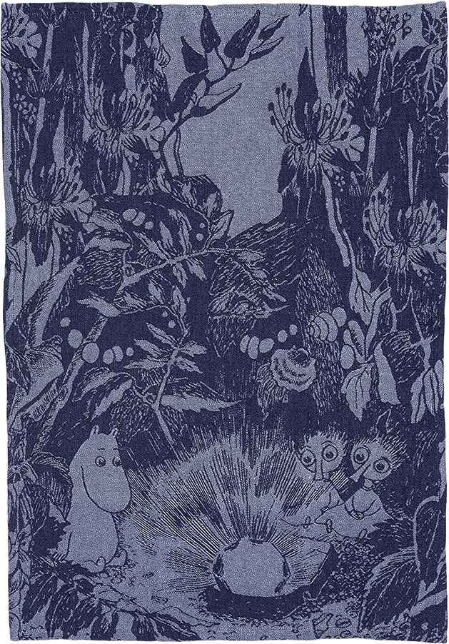 Mumin k.handduk 45x66 Mystikens skog blå, från Moomin Arabia, i färgen Blå.