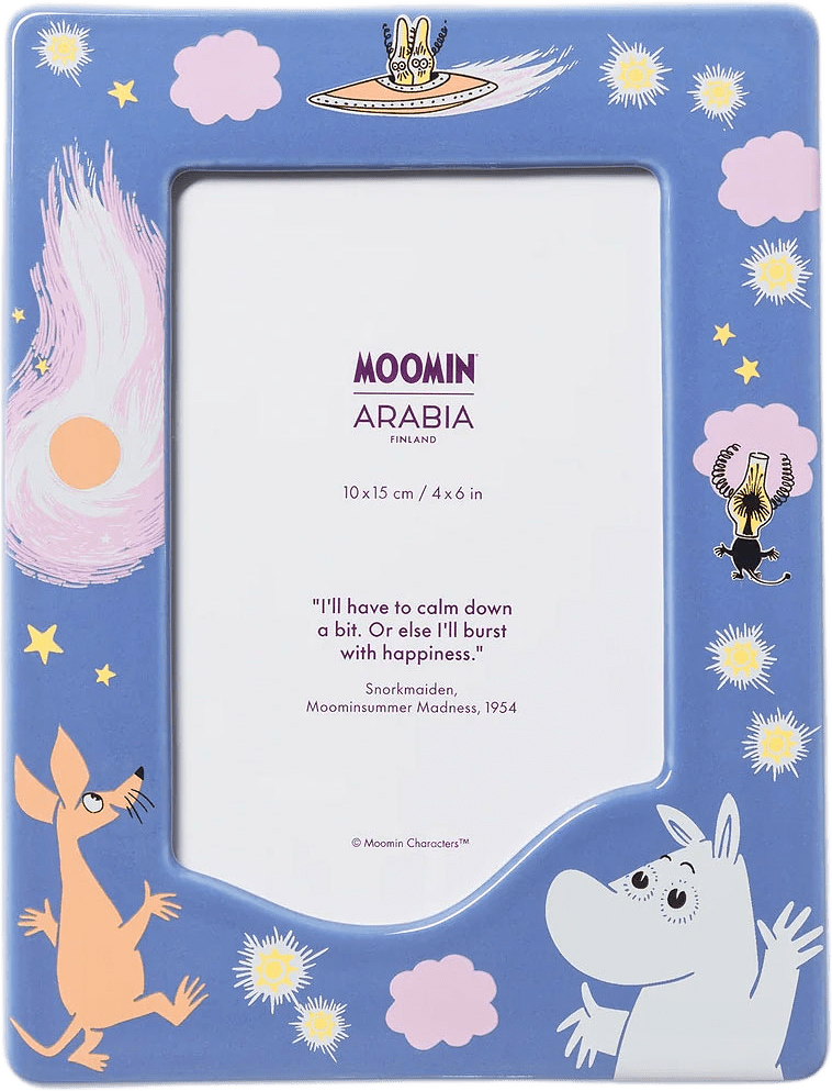 Mumin fotoram 10x15cm Rymdäventyr, från Moomin Arabia, i färgen Blå.