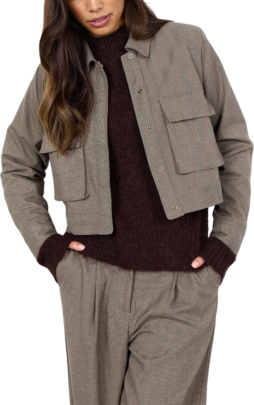 SC-HAWO YD 1 JACKET, från Soyaconcept, i färgen Madder Brown Combi.