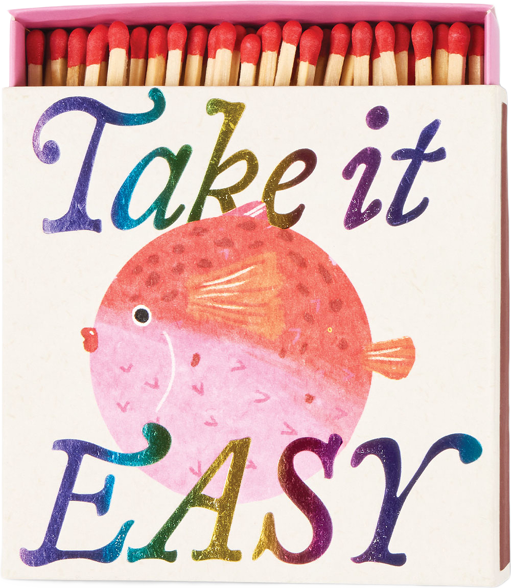 Tändstickor  Stor kvadrastisk ask (125 st) - Take it Easy Puffer Fish, från Paddywax, i färgen Mixed.