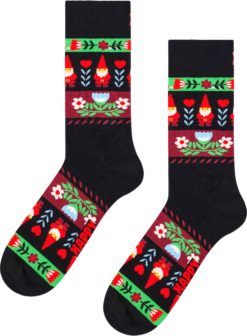 Folklore Christmas Stripe Sock, från Happy Socks, i färgen Black.