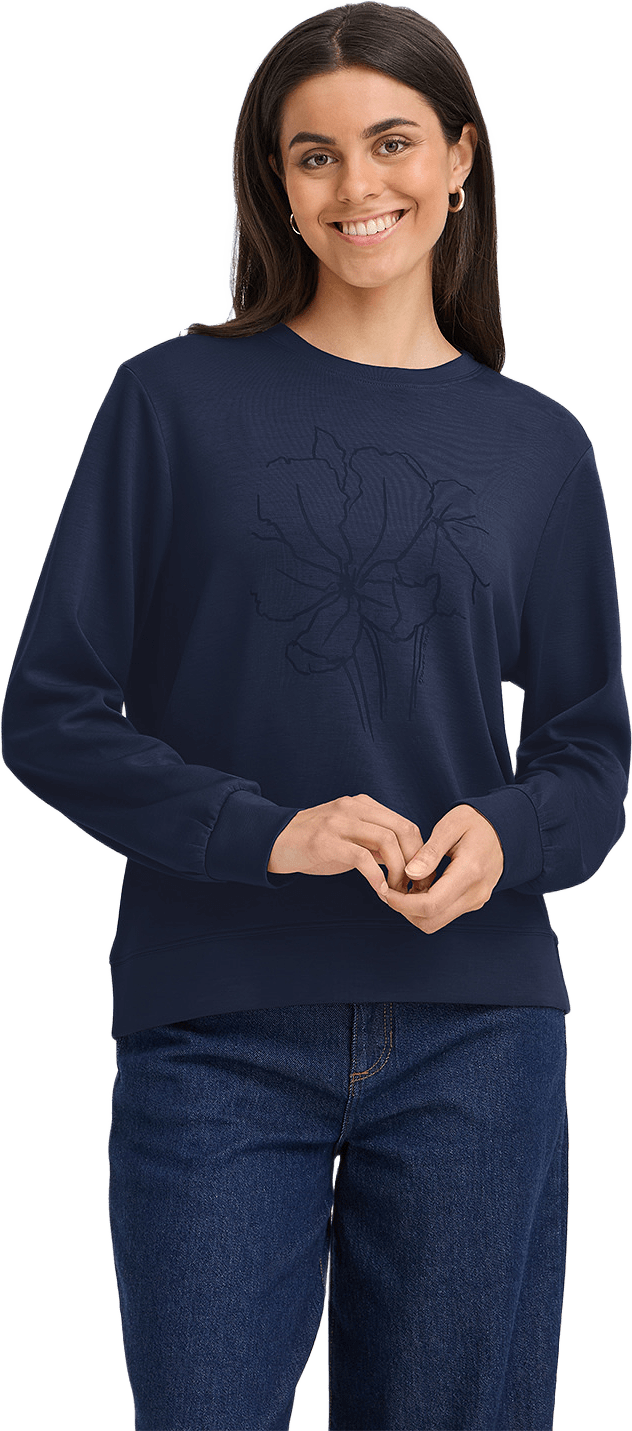FRAURORA PU 25 Blouse, från Fransa, i färgen Draw Flower Navy Blazer.