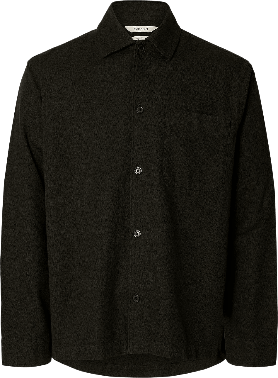 Noah Brush Twist Overshirt, från Selected, i färgen Forest Night Twisted W. Black.