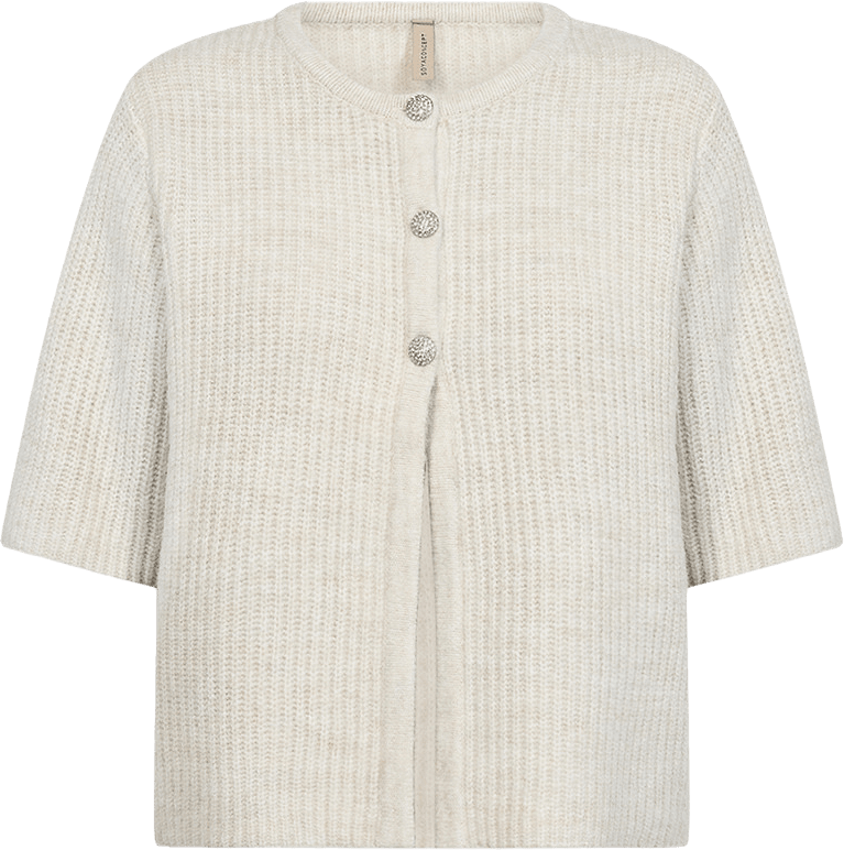 Herla 5 Cardigan, från Soyaconcept, i färgen Light Sand Melange.
