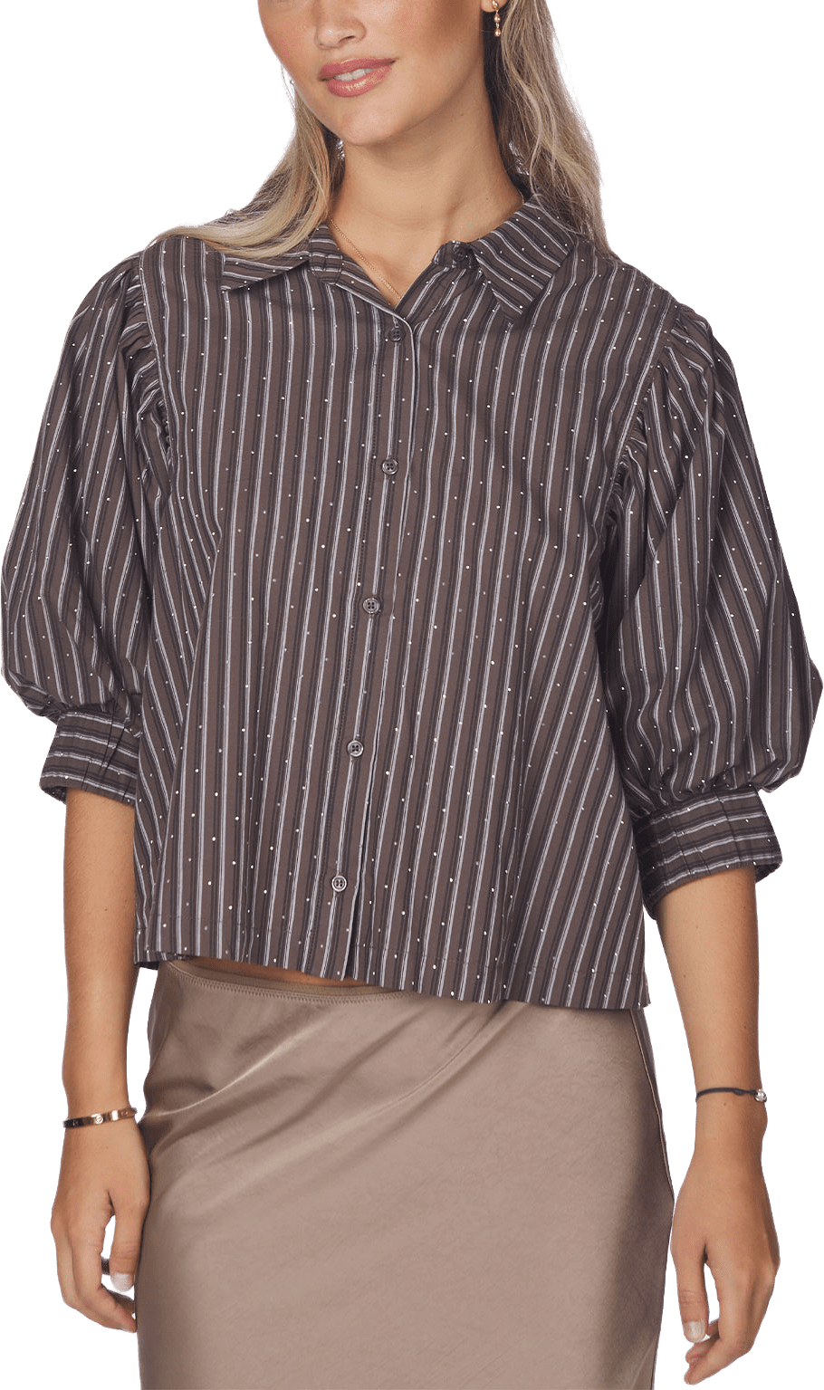 Jenny Stripe Bedazz Shirt, från Neo Noir, i färgen Black.