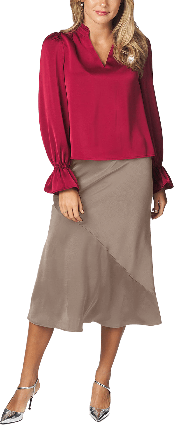 Aurora Heavy Sateen Blouse, från Neo Noir, i färgen Dark Red.