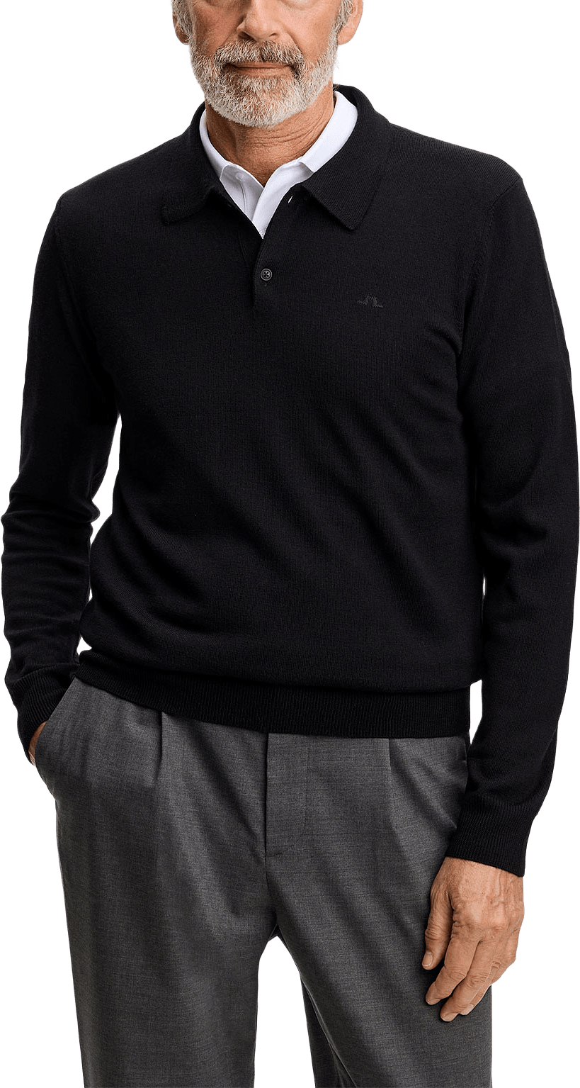 Kai Knitted Merino Polo, från J.Lindeberg, i färgen Black.