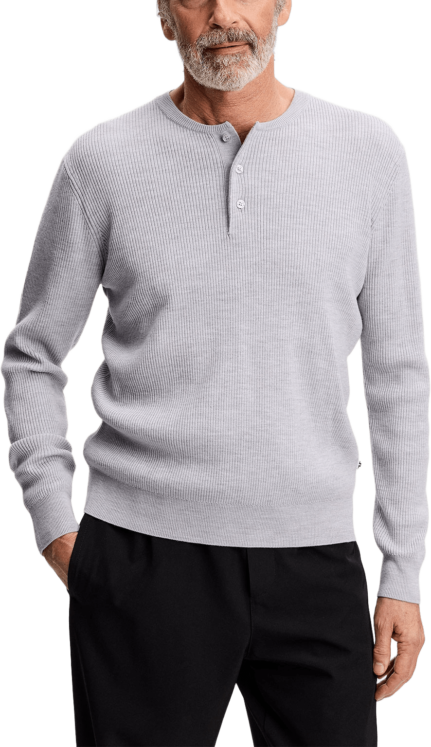 Hawk Rib Knitted Henley, från J.Lindeberg, i färgen Light Grey Melange.