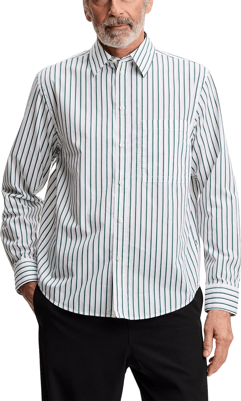Zachary Cotton Stripe Shirt, från J.Lindeberg, i färgen Forest Biome.