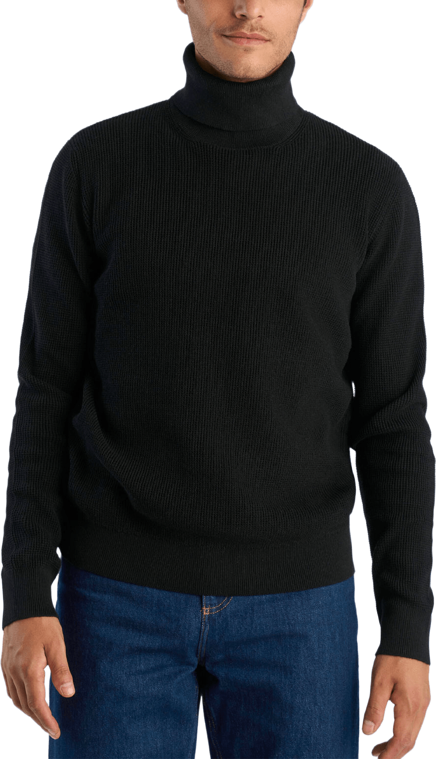 Recycled roll neck knit L/S, från Lindbergh, i färgen Black.