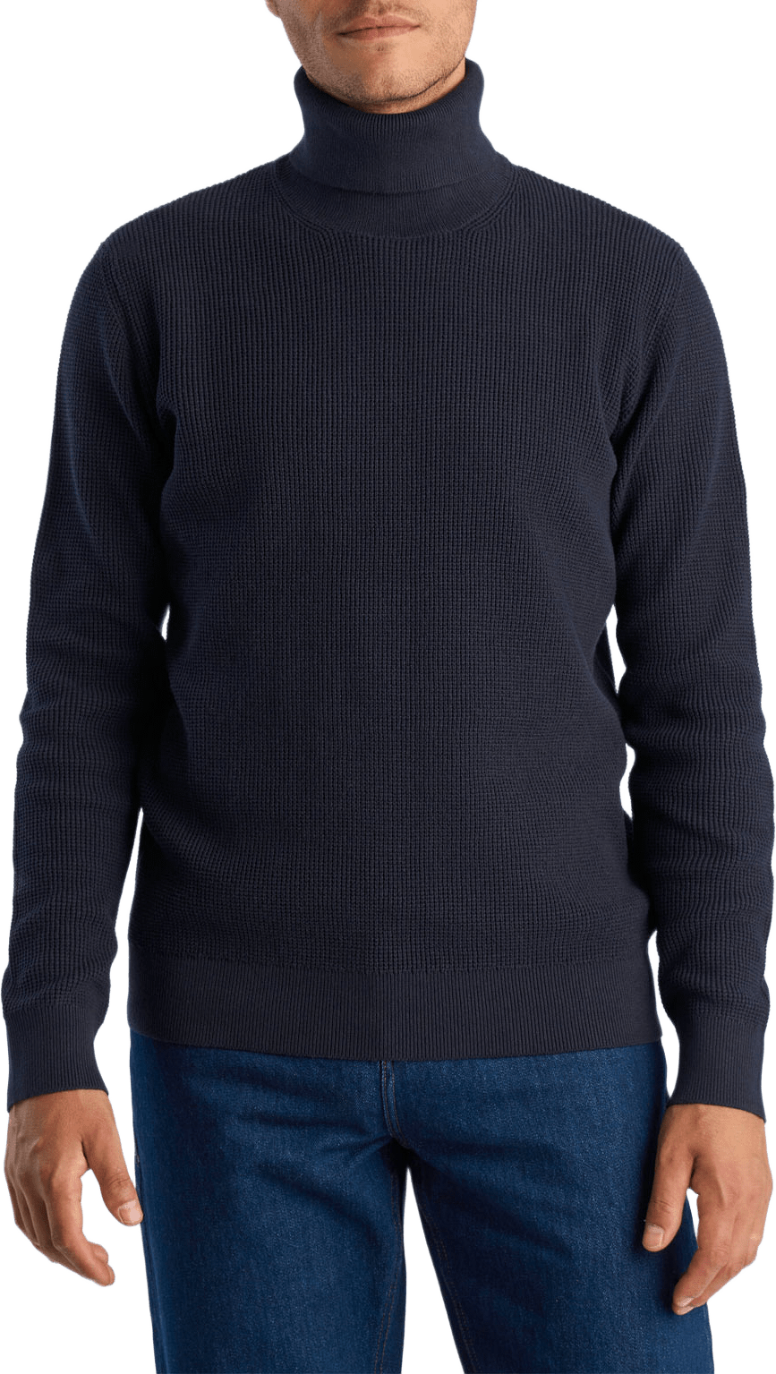 Recycled roll neck knit L/S, från Lindbergh, i färgen Navy.