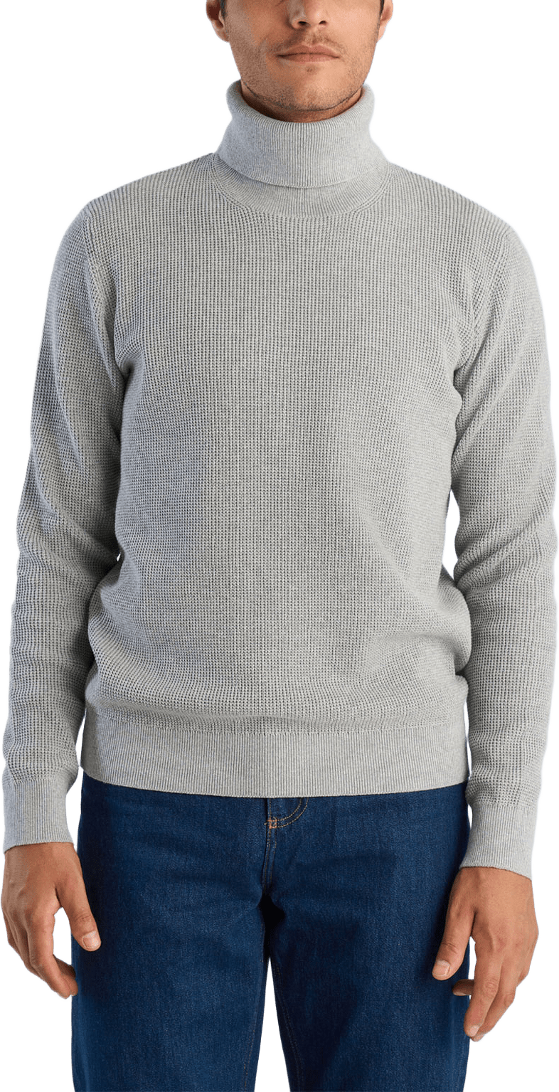 Recycled roll neck knit L/S, från Lindbergh, i färgen Grey Mel.