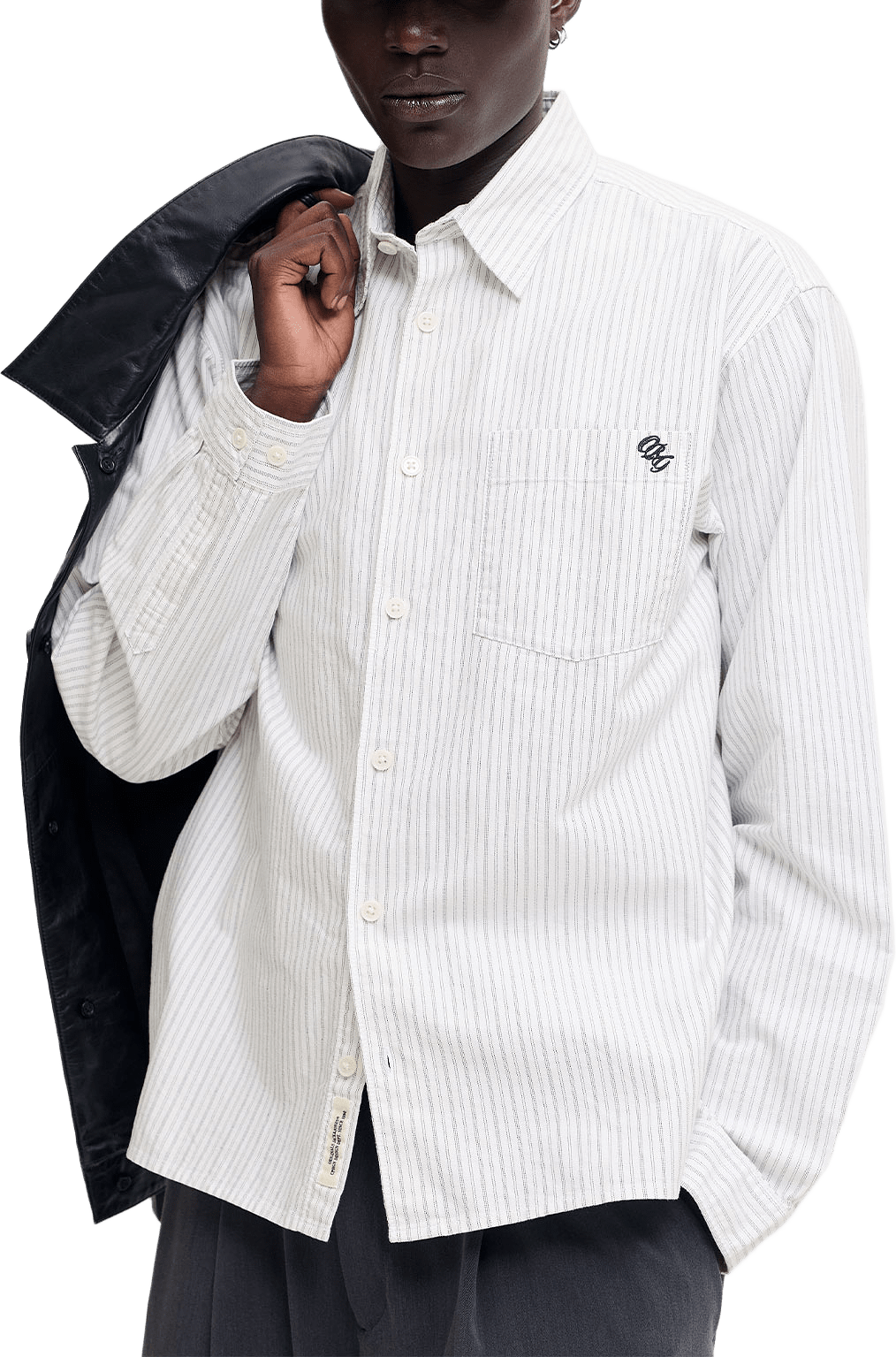 Fredriksbergs Oxford Shirt, från Jack & Jones, i färgen Snow White Stripes.