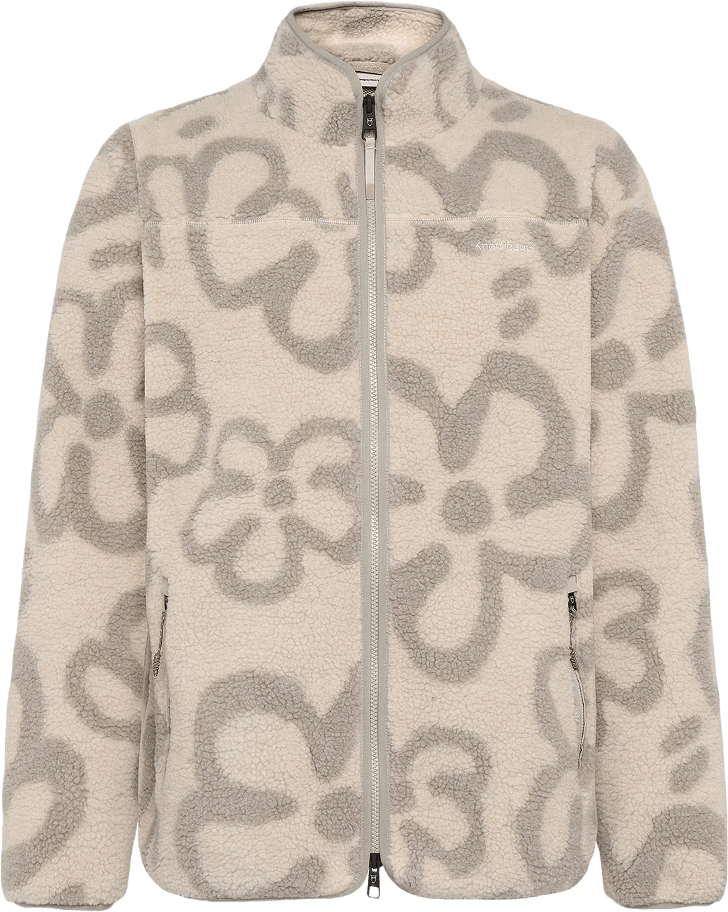Loose Print Full Zip Fleece, från Knowledge Cotton Apparel, i färgen 9933 Creme.