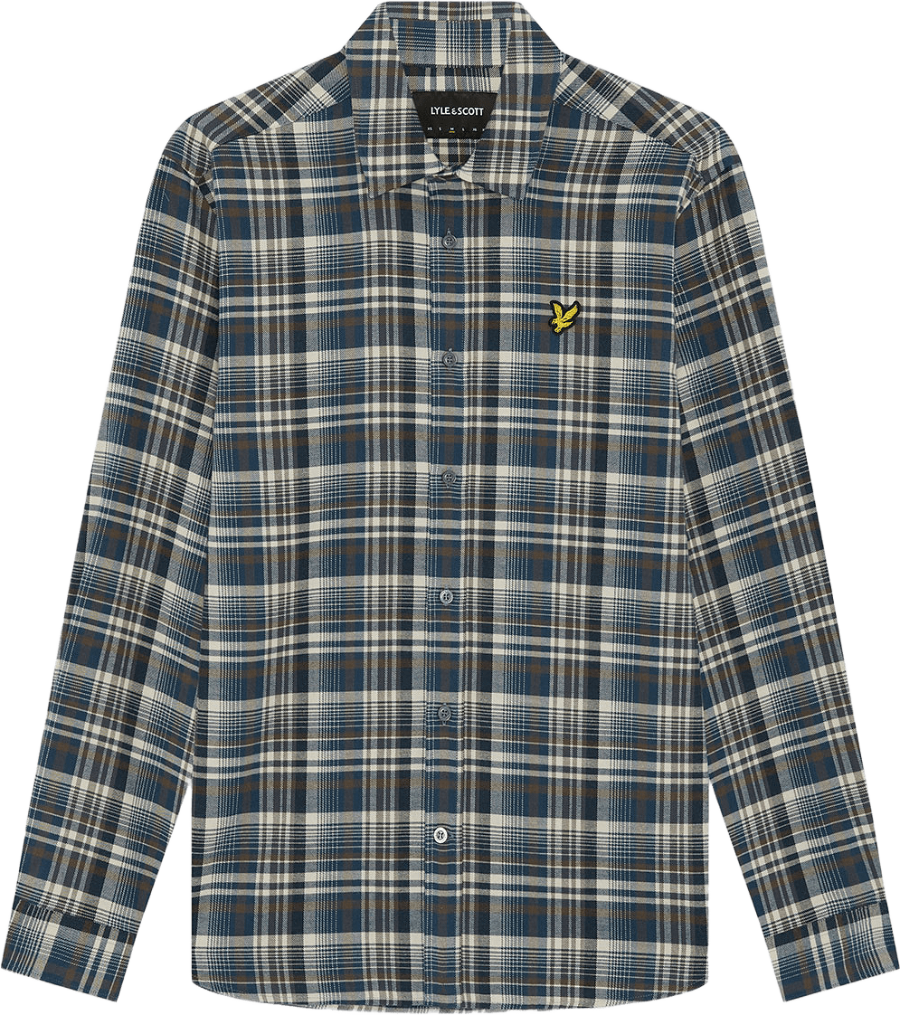 Offset Check Shirt, från Lyle & Scott, i färgen Aegean Blue.