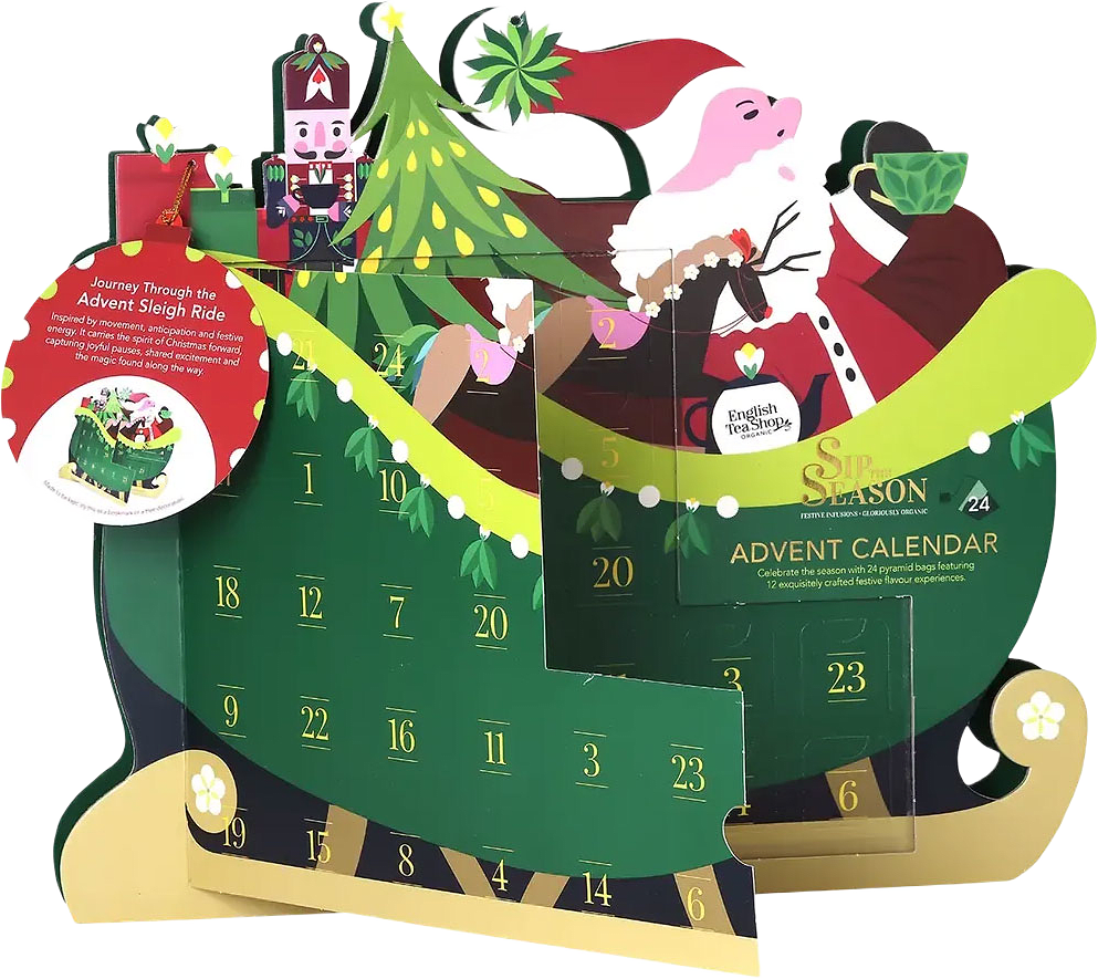 Adventskalender Santa Sleigh 24 luckor EKO, från English Tea Shop, i färgen Grön.