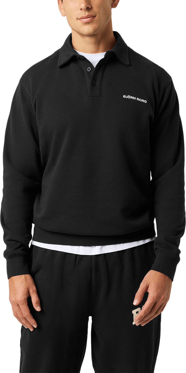 Borg Classic Polo Sweatshirt, från Björn Borg Sport, i färgen Black Beauty.