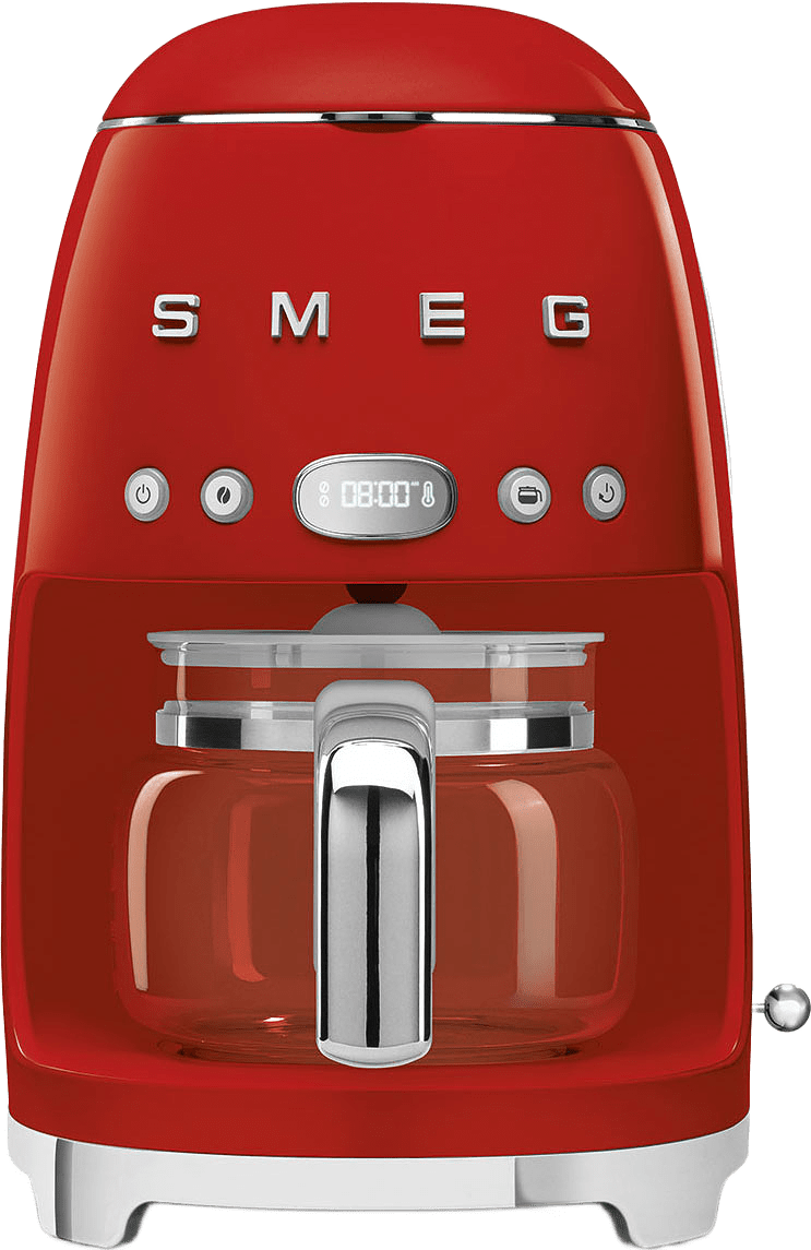 Drip Filter Coffee Machine Eu Black 50's Style, från Smeg, i färgen Red.
