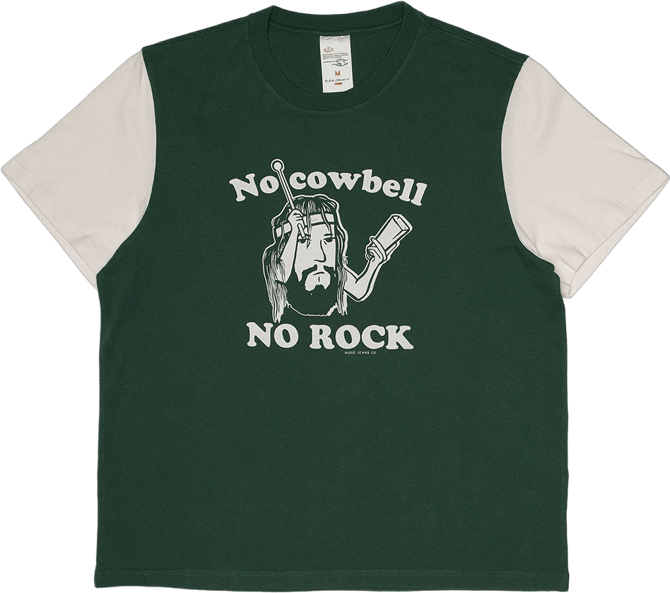Roy Short T-Shirt Cowbell, från Nudie Jeans, i färgen Offwhite/Green.