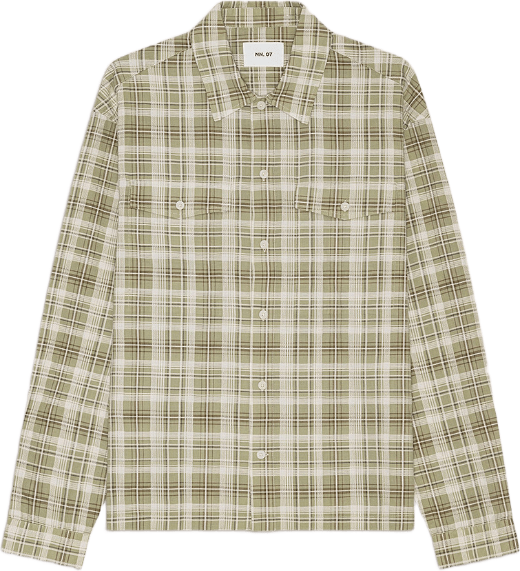 Jacob LS 50037 Shirt, från NN07, i färgen Green Check.