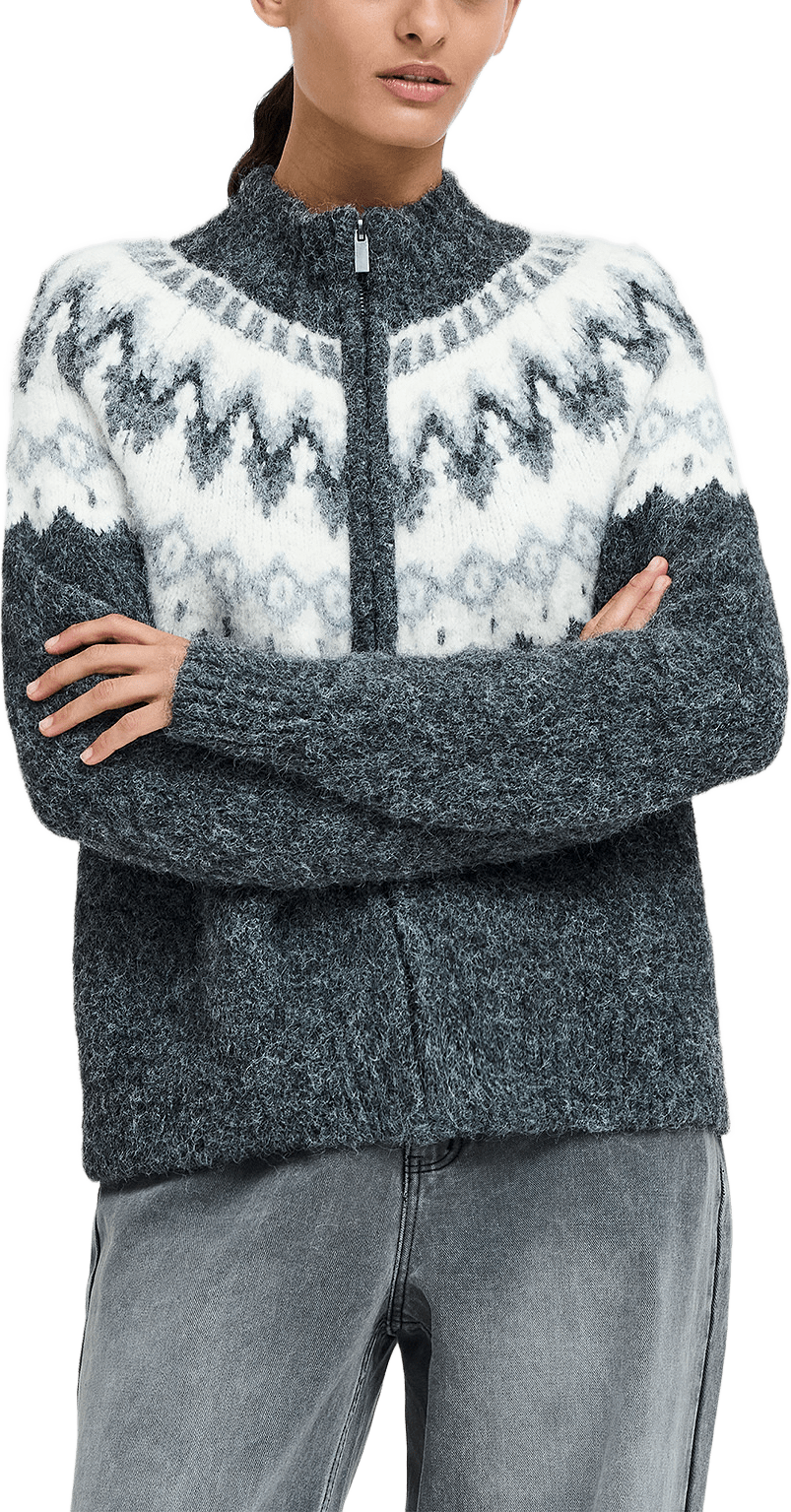 Liyanna Fairisle Zip Through Cardi, från French Connection, i färgen Grey Multi.