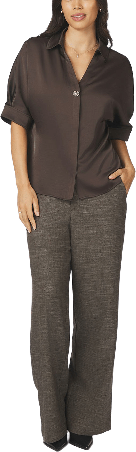 Carm Heavy Sateen Shirt, från Neo Noir, i färgen Dark Brown.