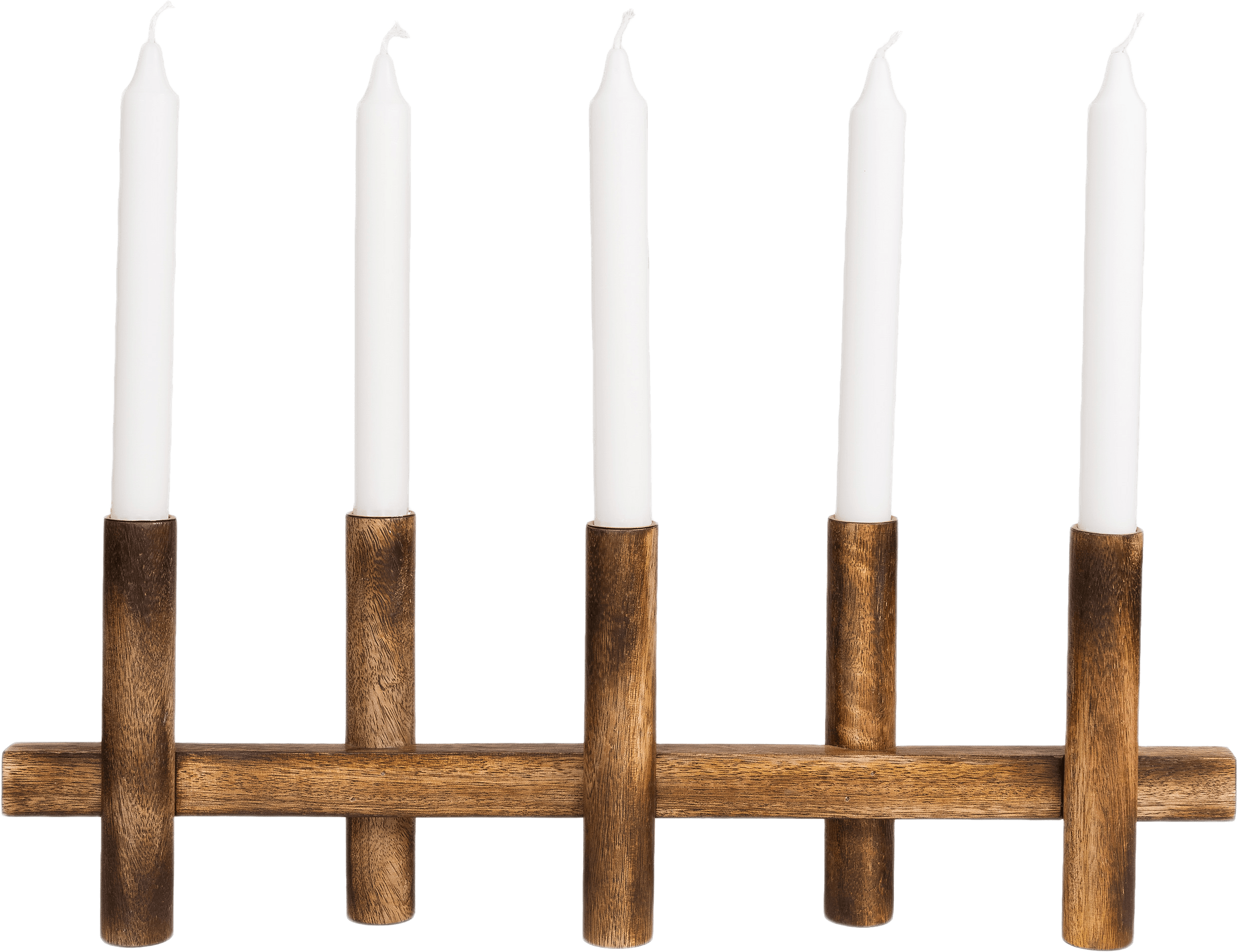 Ljusstake 5 ljus L 47 cm H15,5 cm mörkt trä, från ERNST, i färgen Mörkbrun.