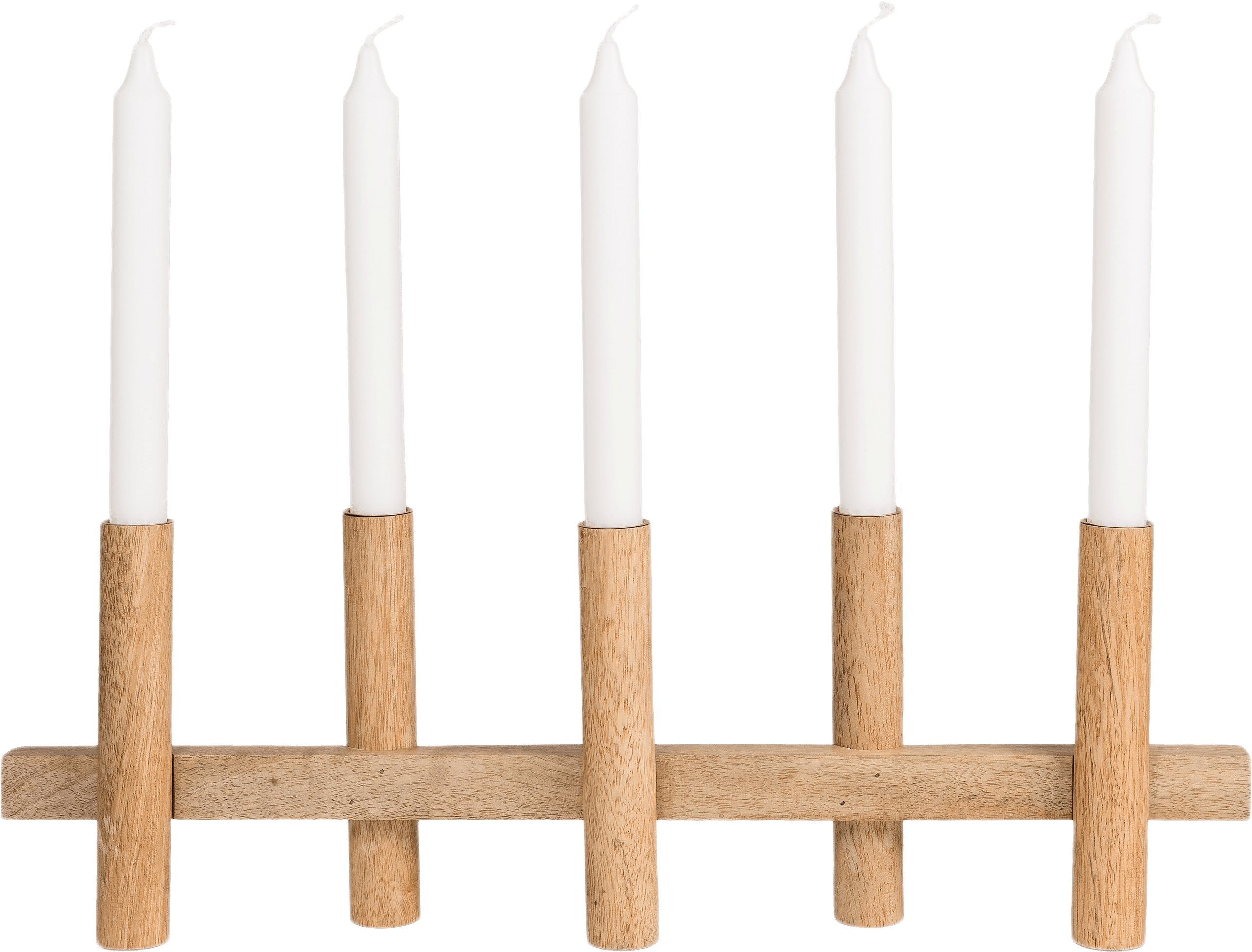 Ljusstake 5 ljus L 47 cm H15,5 cm ljust trä, från ERNST, i färgen Natur.