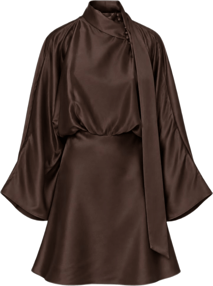 Ulara Satin Dress, från Twist & Tango, i färgen Mocha Brown.