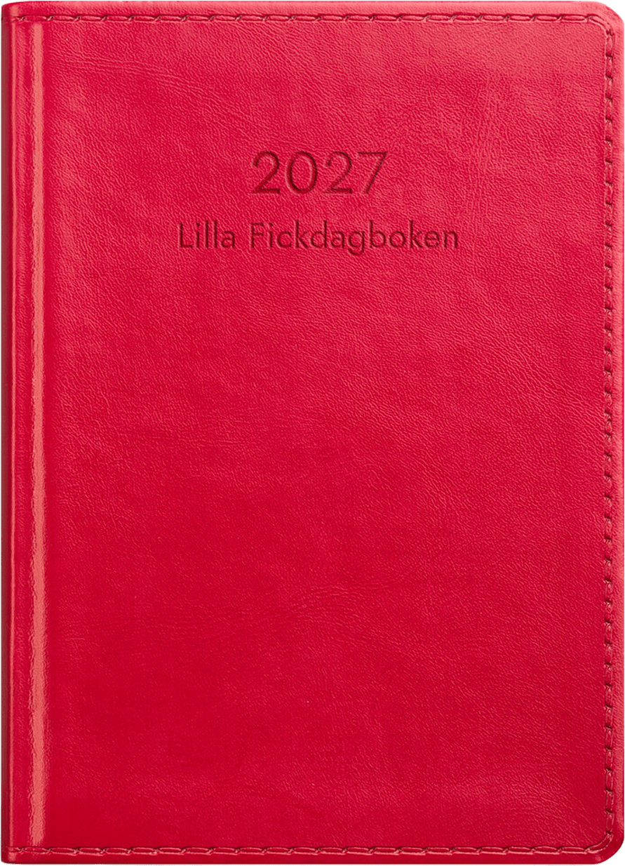 Lilla Fickdagboken 2027 rött konstläder, från Burde, i färgen Röd.