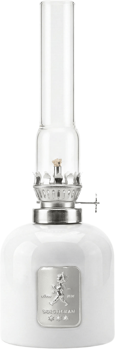 Oljelampa i glas, från Solstickan Design, i färgen Vit.