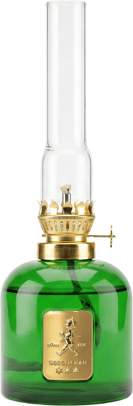 Oljelampa i glas, från Solstickan Design, i färgen Grön.