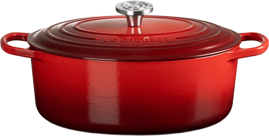 Signature gjutjärn oval gryta 31cm, från Le Creuset, i färgen Cerise.