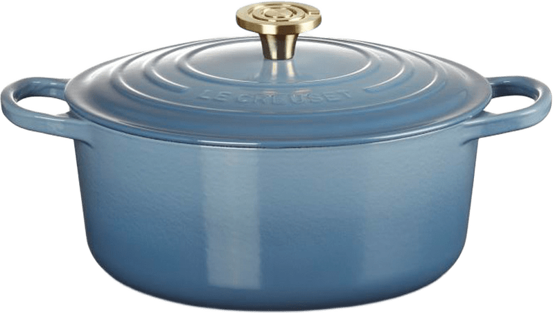 Signature gjutjärn rund gryta 26cm, från Le Creuset, i färgen Chambray.