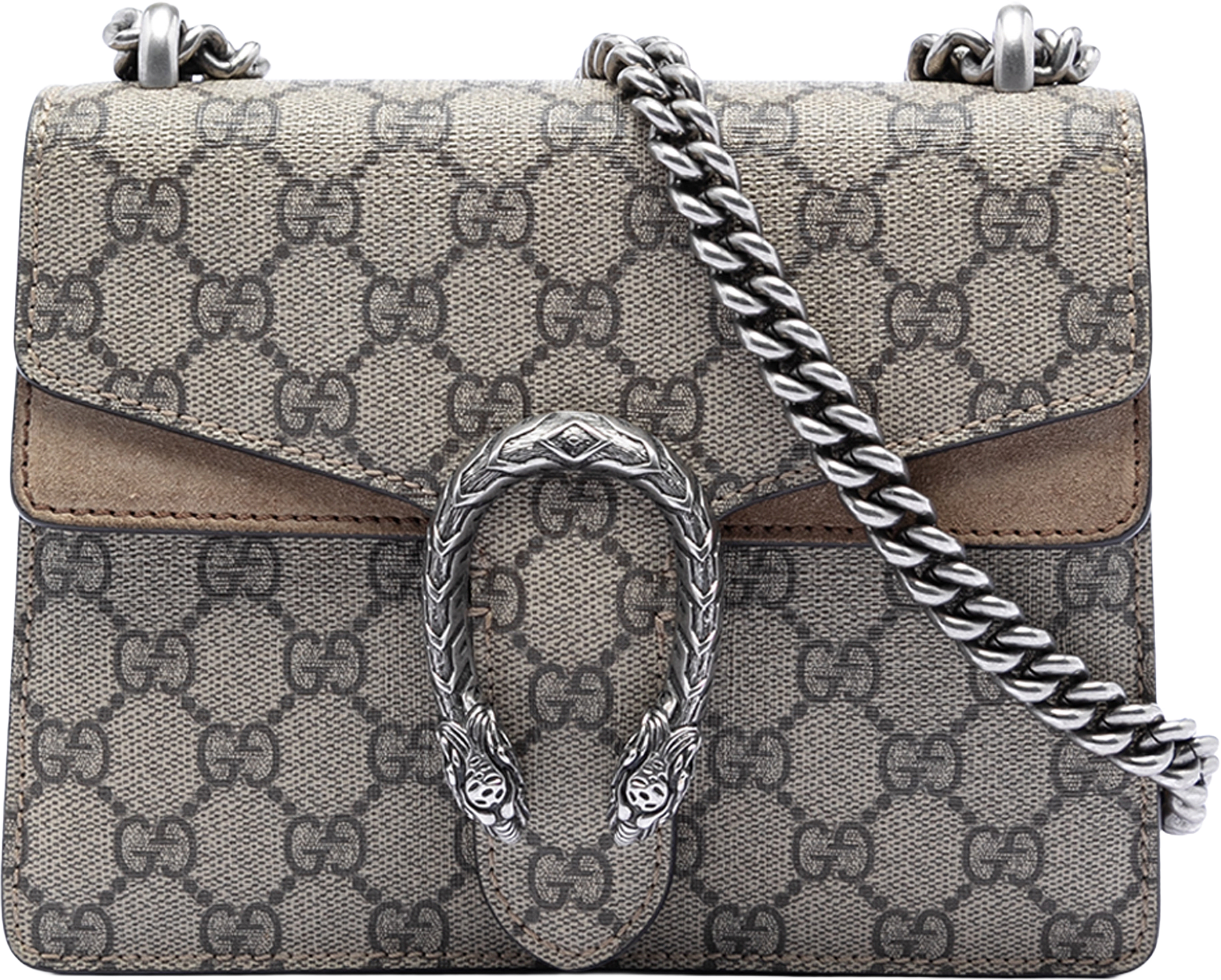 Gucci Small Gg Supreme Dionysus Crossbody, från Luxclusif, i färgen beige.