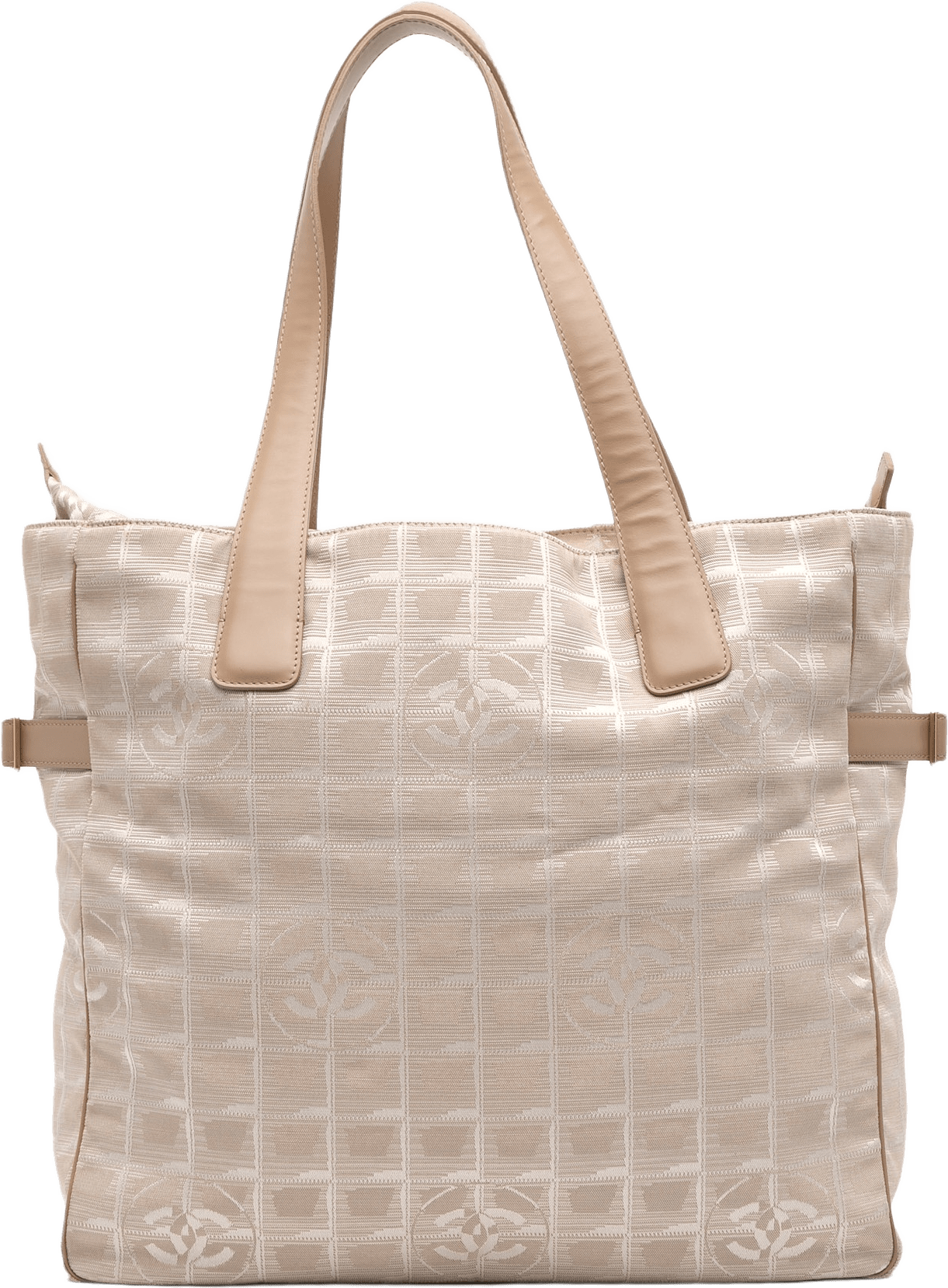 Chanel New Travel Line Nylon Tote, från Luxclusif, i färgen beige.