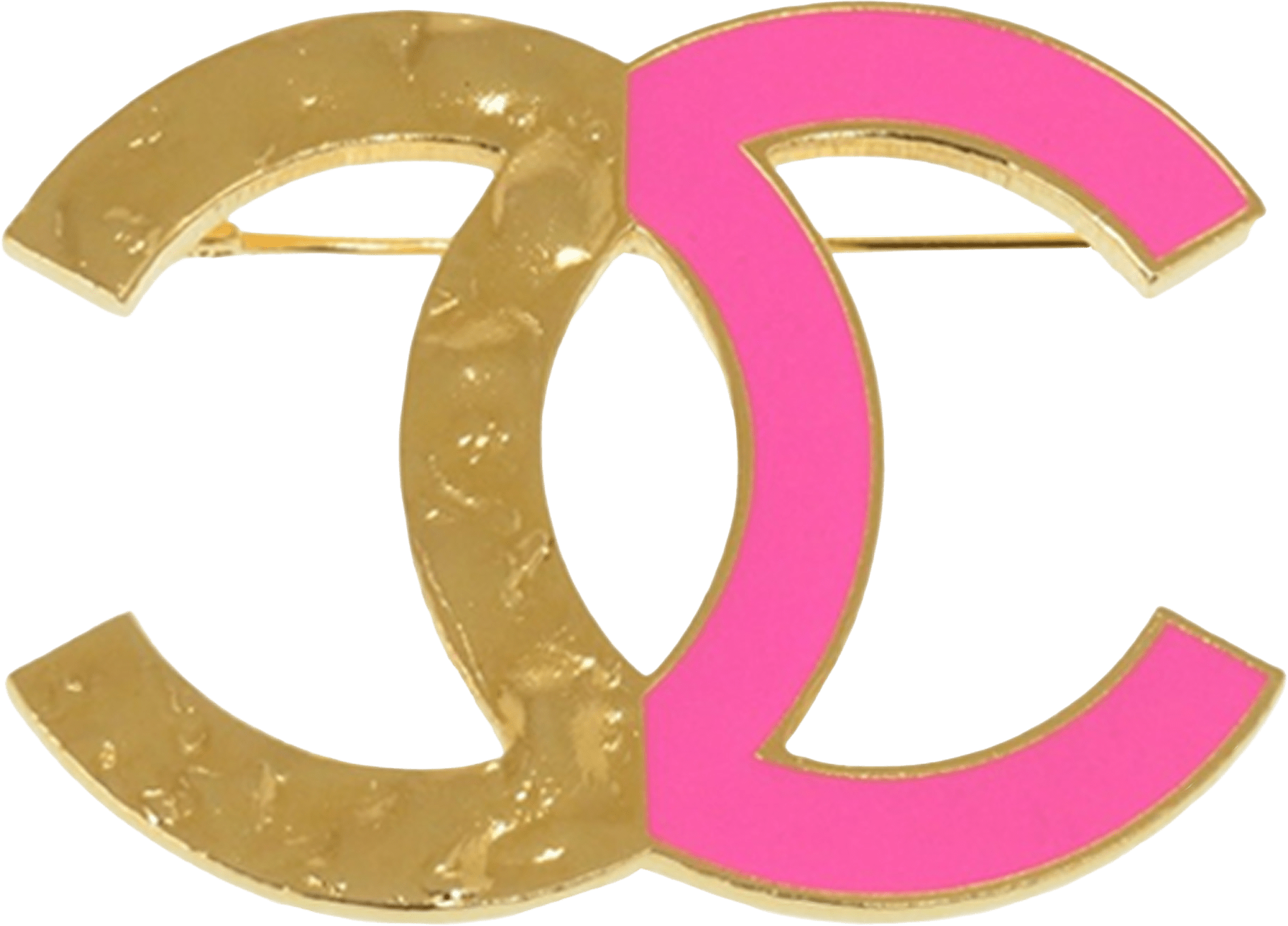 Chanel Cc Gold Plated Enamel Bicolor Pin Brooch, från Luxclusif, i färgen gold.