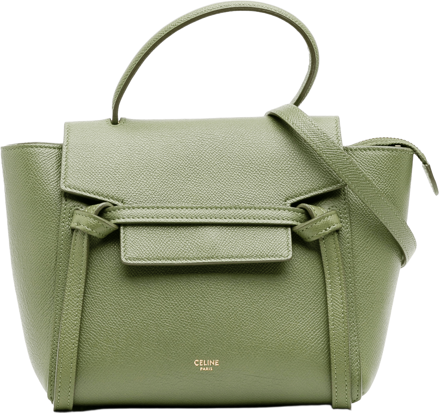 Celine Nano Grained Calfskin Belt Bag, från Luxclusif, i färgen light green.
