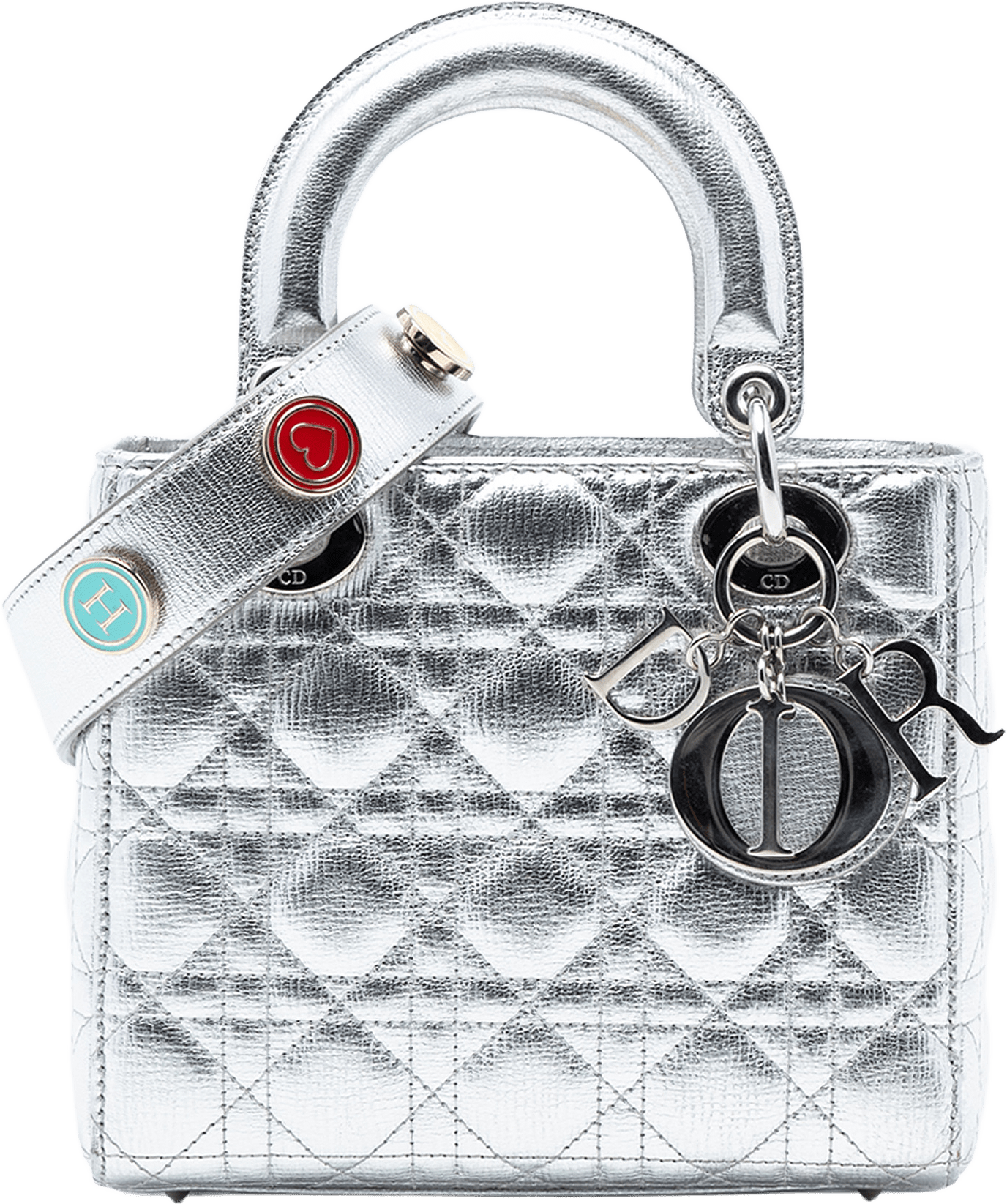 Dior Small Metallic Grained Calfskin Cannage My Abcdior Lady Dior, från Luxclusif, i färgen silver.