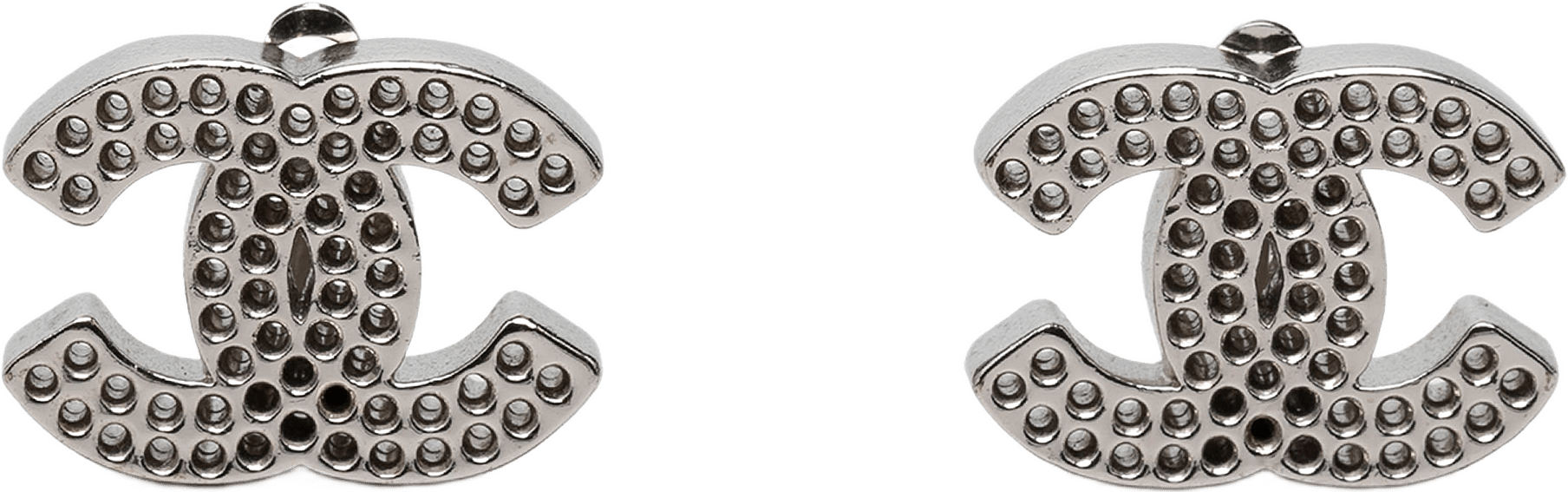 Chanel Cc Brass Perforated Clip On Earrings, från Luxclusif, i färgen silver.