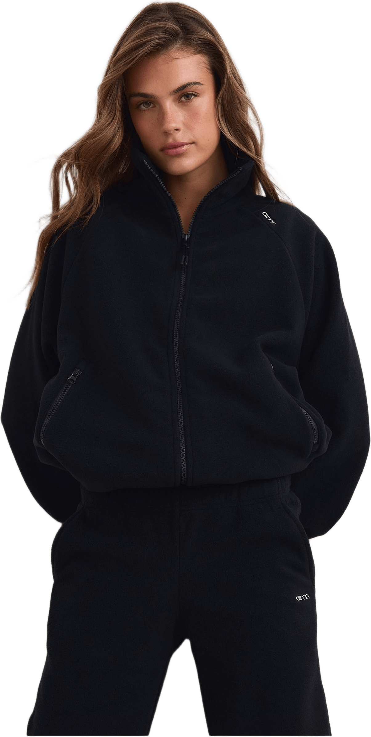 Fleece Zip Jacket, från aim'n, i färgen black.