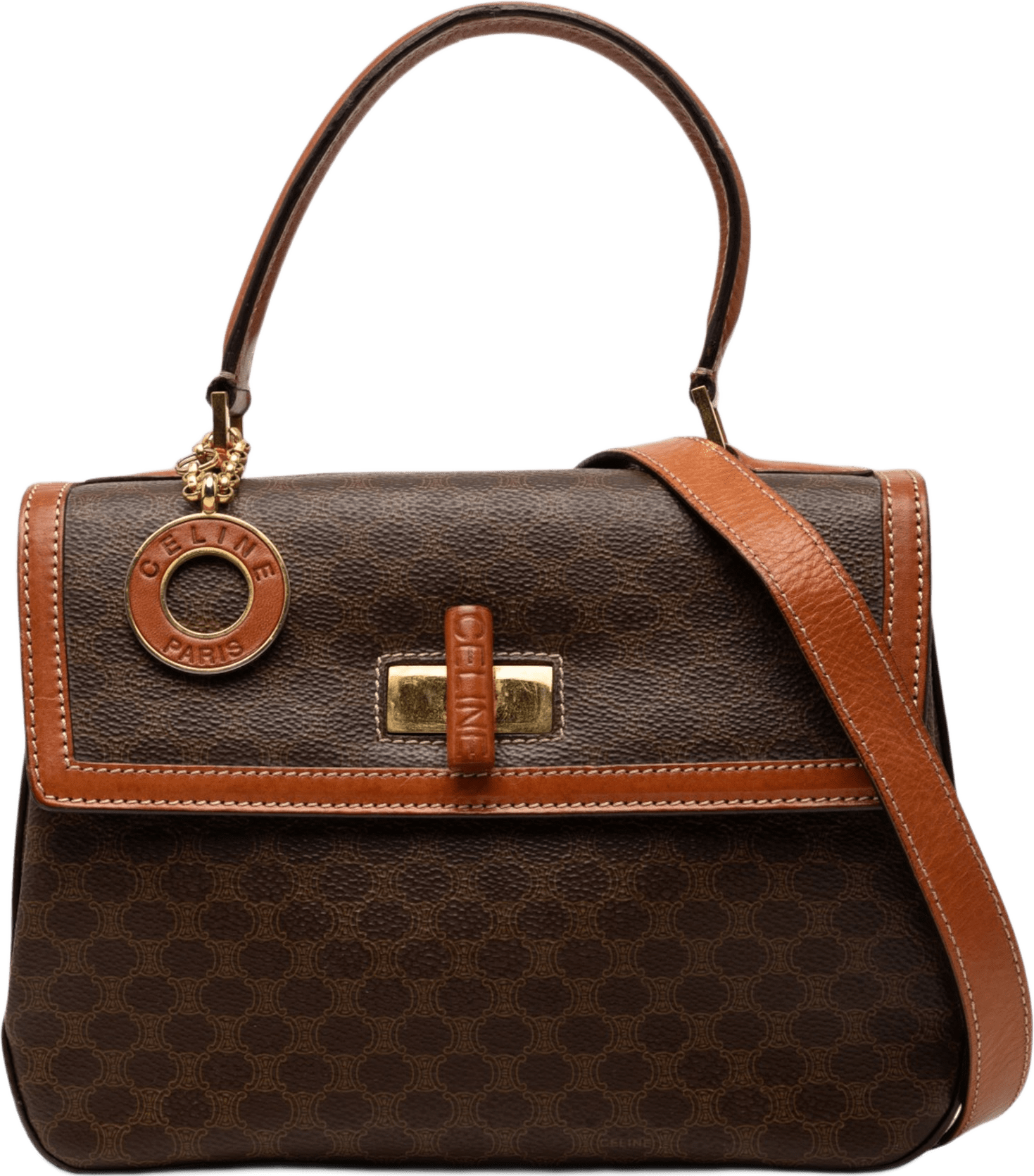 Celine Macadam Coated Canvas Satchel, från Luxclusif, i färgen brun.