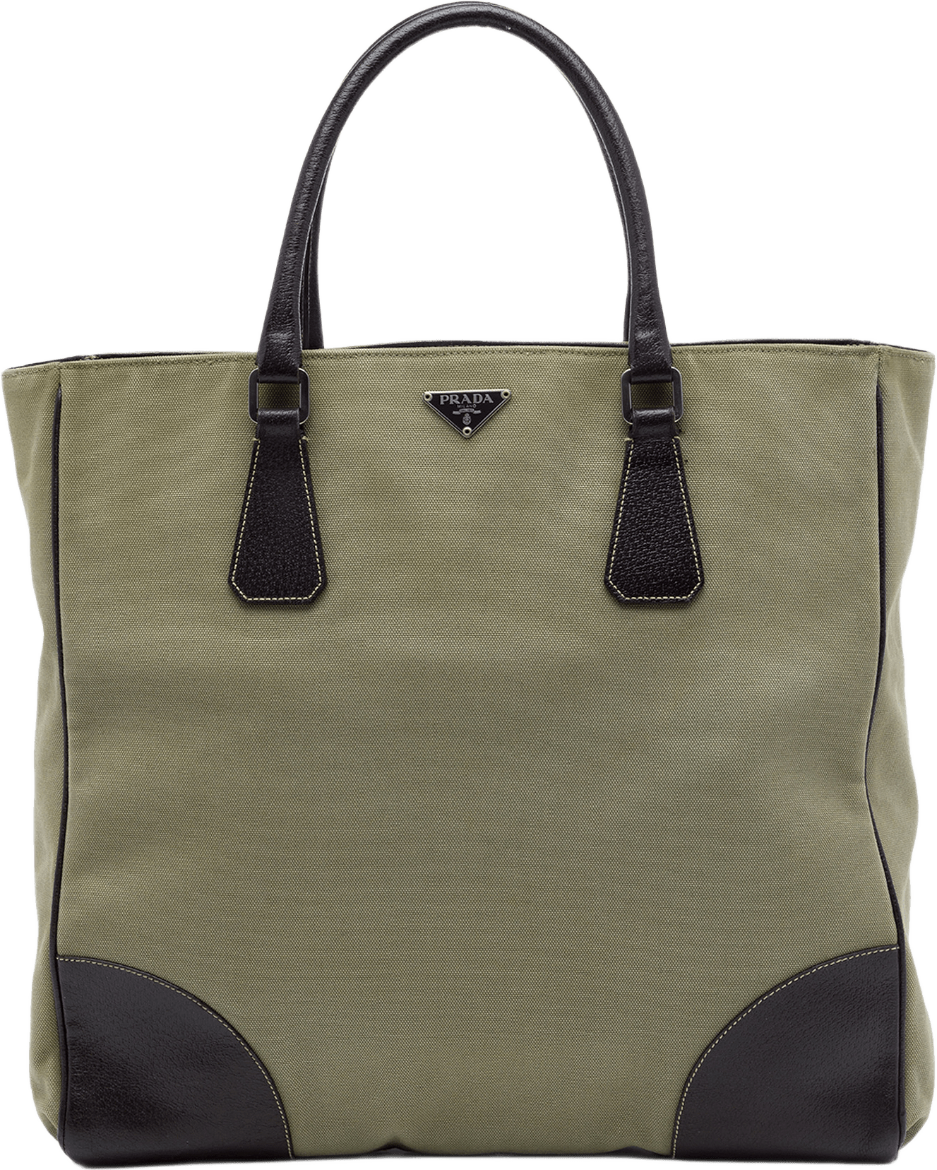 Prada Cinghiale Trimmed Canvas Canapa Tote, från Luxclusif, i färgen brun.