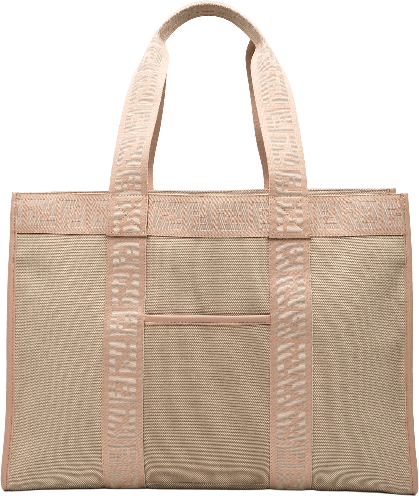 Fendi Zucca Trimmed Canvas Tote, från Luxclusif, i färgen beige.