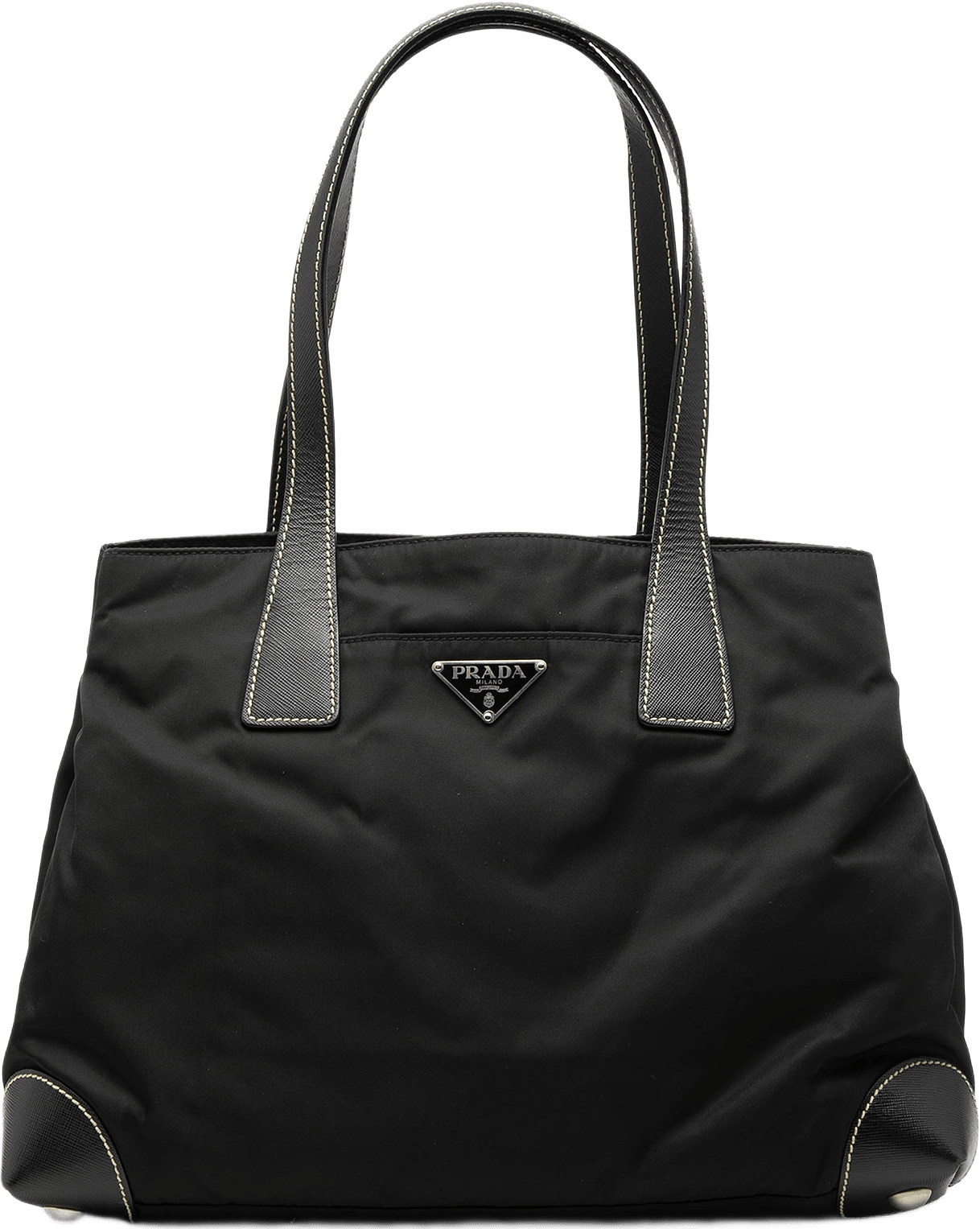Prada Saffiano Trimmed Tessuto Shopper Tote, från Luxclusif, i färgen black.